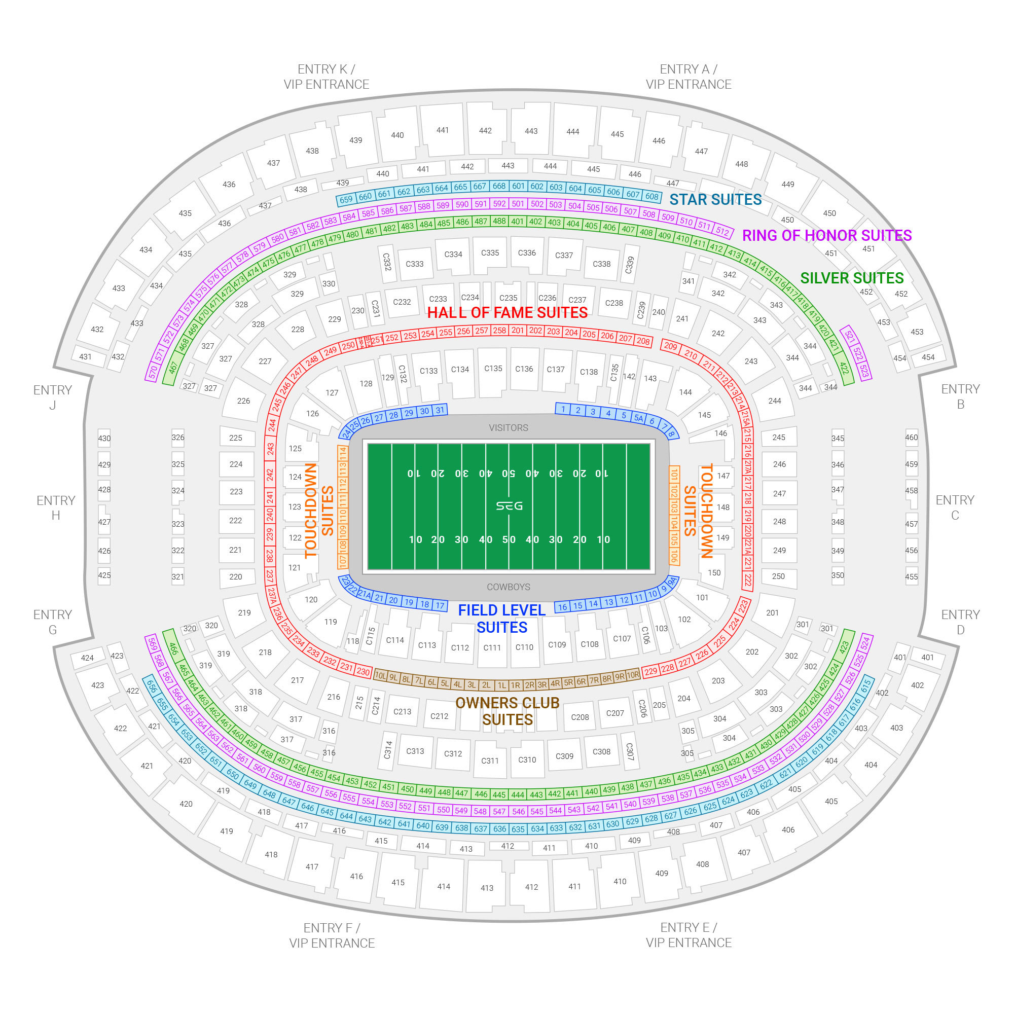 AT&T Stadium suite map