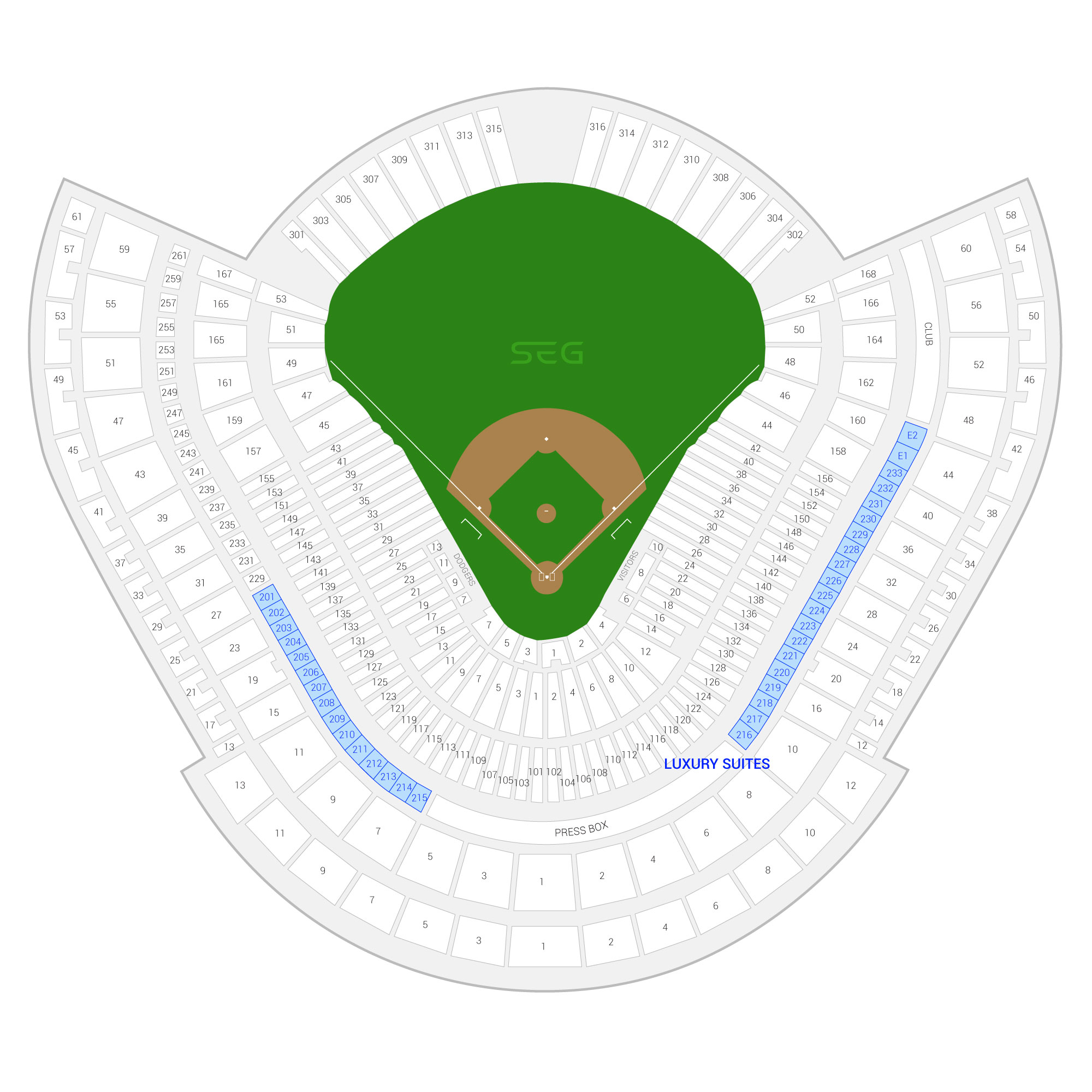 Los Angeles Dodgers suite map